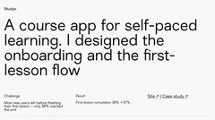 Studyo case study onboarding design learning app user retention increase
